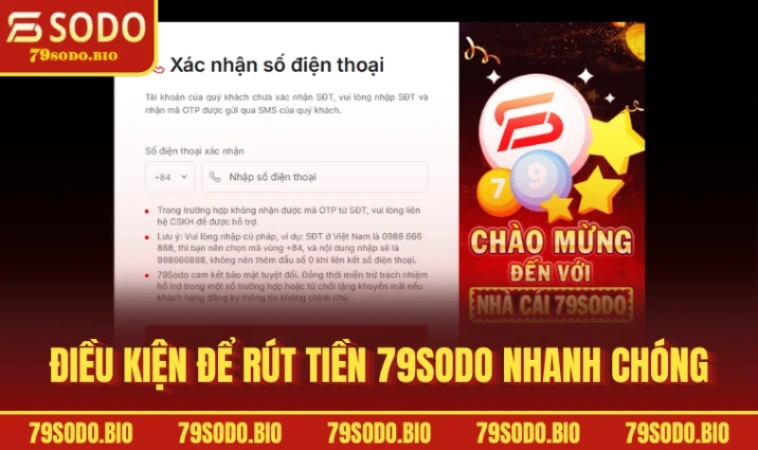 Rút Tiền 79SODO Hướng Dẫn Thao Tác Nhanh Chóng Và An Toàn 1 Điều kiện để rút tiền 79SODO nhanh chóng