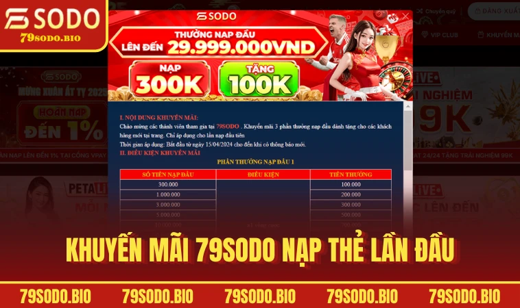 Khuyến mãi 79SODO nạp thẻ lần đầu